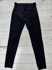 Spanx Velvet Leggings 1X Black High Rise Shaping Luxe Soft Stretch Pants Comfy