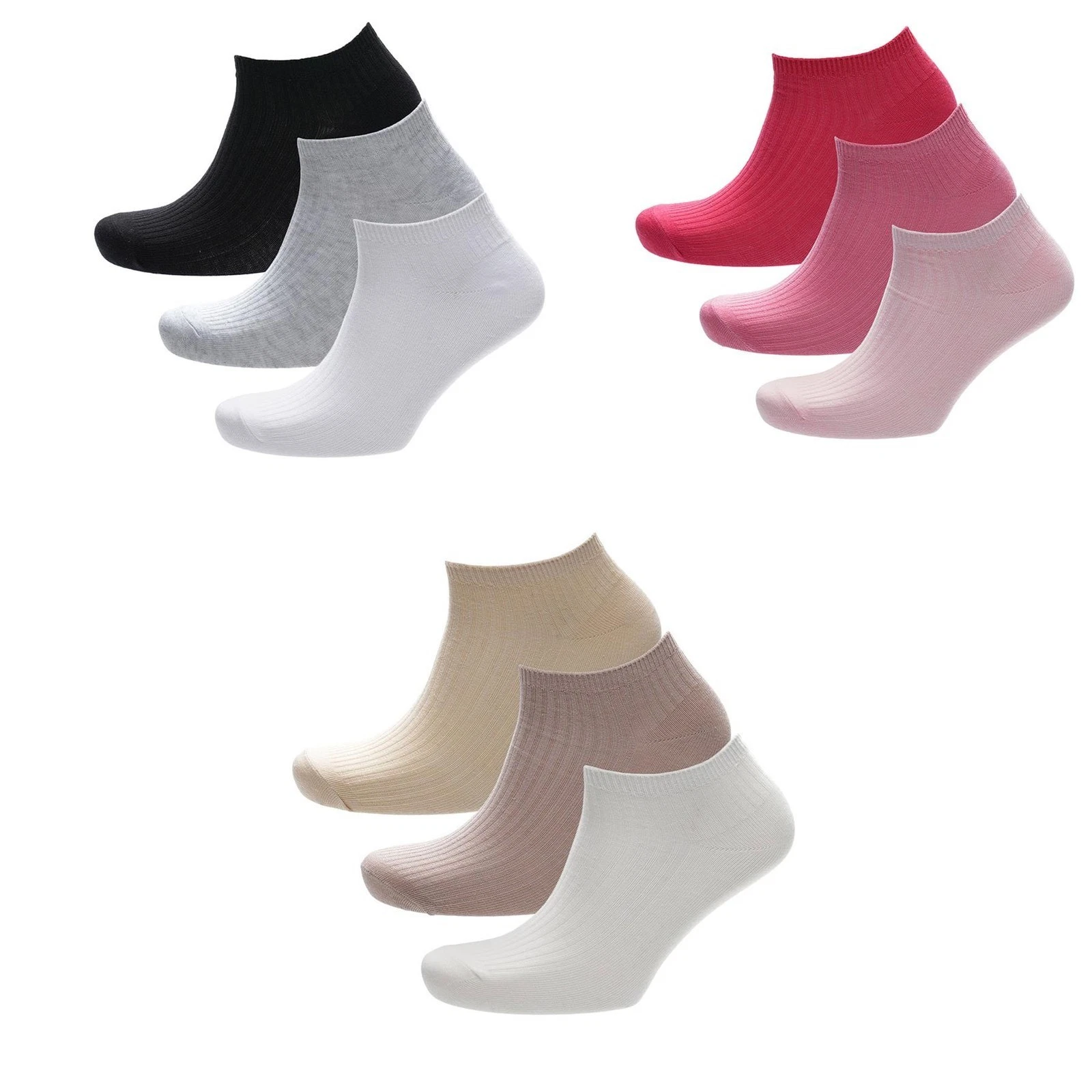 A2Z Ladies 9 Pack Cotton Rich Drop Needle Ankle Trainer Womens Socks Size 4-8