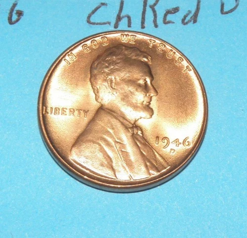 1946 D    LINCOLN WHEAT CENT   CHOICE BRILLIANT RED UNCIRCULATED  #2