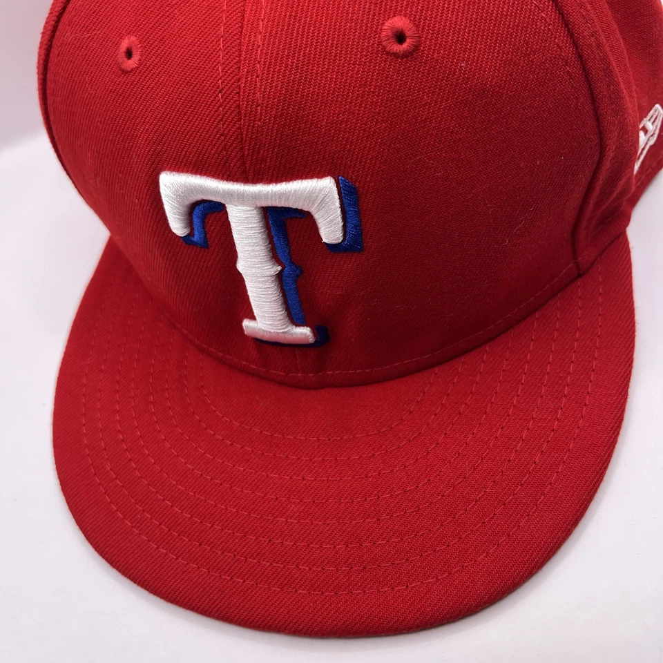 Gorra de béisbol Texas Rangers New Era 59fifty roja ajustada talla 7 5/8 MLB Foto 4 de 4