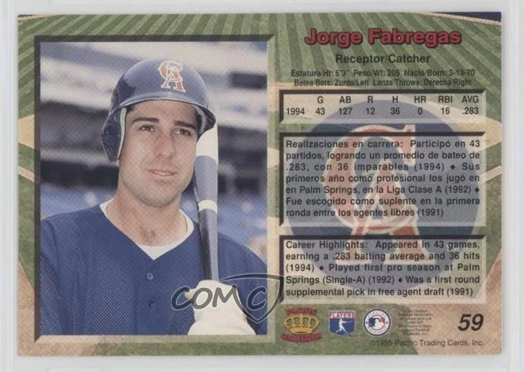 1995 Pacific Crown Collection Jorge Fabregas #59 - Image 2 of 2