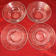 Set 4 Arcoroc HOLLY TREE Xmas Glass Embossed Cereal Soup Salad BOWLS 6 1/2" NEW