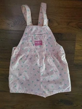 Vintage OshKosh B’gosh Kids Floral Overall Shortalls Romper 6x Made In USA