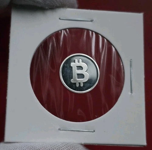 BITCOIN CRYPTO BTC 📈 1 Gram .999 Fine Pure Silver Mini Proof Round Coin Bar