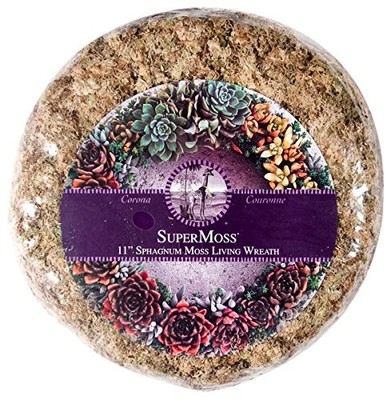 (22341) Sphagnum Moss Living Wreath - Round, Natural/Organic, 11'' Diameter
