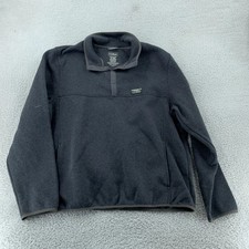 L.L. Bean Sweater Fleece Quarter Snap Pullover Mens XL Fitted Gray Mock Neck