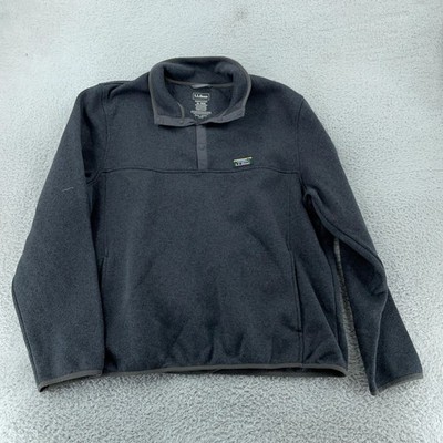 L.L. Bean Sweater Fleece Quarter Snap Pullover Mens XL Fitted Gray Mock Neck