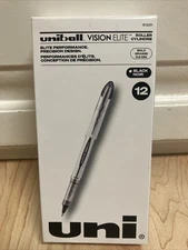 NEW uni-ball 61231 Vision Elite Rollerball Pens Bold Point,0.8mm, Black, 12 Pack