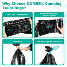 Portable Toilet Bags with Poo Gel Set, 8 Gallon Camping Toilet Bags with Abso...