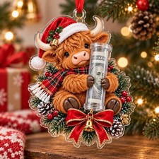 2D Transparent Christmas Tree Cute Animal Christmas Acrylic Cash Gift Ornament