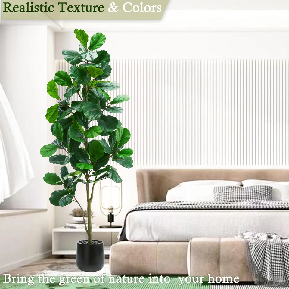 Hoja de violín artificial higuera: 6 pies de alto imitación ficus lirata planta higuera falsa... Foto 4 de 4