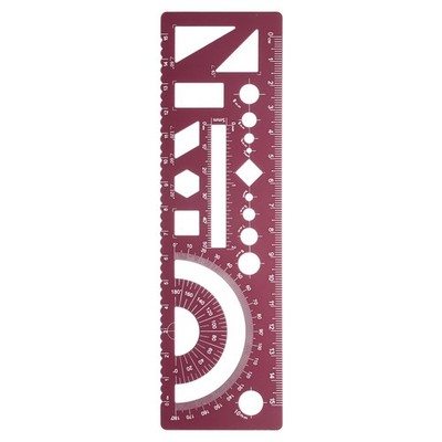 Multifunctional Geometric Rulers 15cm Metric and SAE Math Ruler Dark Red