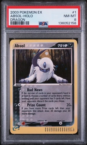 2003 POKEMON EX DRAGON #1 ABSOL-HOLO PSA 8