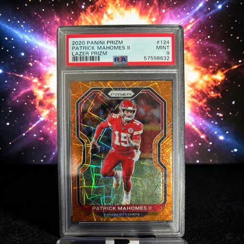2020 Panini Prizm Patrick Mahomes #124 Lazer Prizm Orange PSA Mint 9