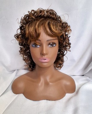 Motown Tress Brown Loose Curls Wig With Bang NWOT