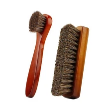 Shoe Cleaning Brush For Leather Shoes Ash Wood Handle Brush Horsehair Brush