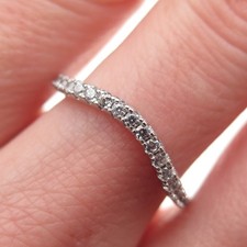 925 Sterling Silver Round-Cut C Z Wavy Band Ring Size 7