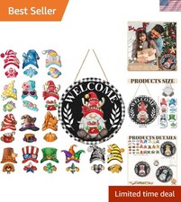 Exquisite Wooden Gnome Welcome Sign with Seasonal Accessories  Detachable Hats