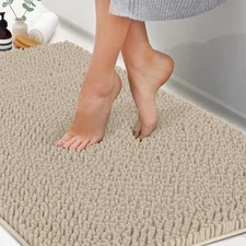 Plush Bathroom Rug 47x21, Absorbent Machine Washable Non Slip Chenille Bath M...