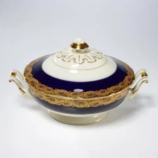 Hutschenreuther Germany Madeleine Covered Tureen Cobalt Blue Gold