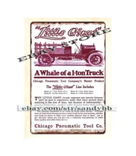 1916 Chicago Pneumatic Tool Co little giant 1-ton truck metal tin sign fancy