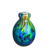 Art Glass Perfume Bottle with Dauber Confetti Colorful  4"