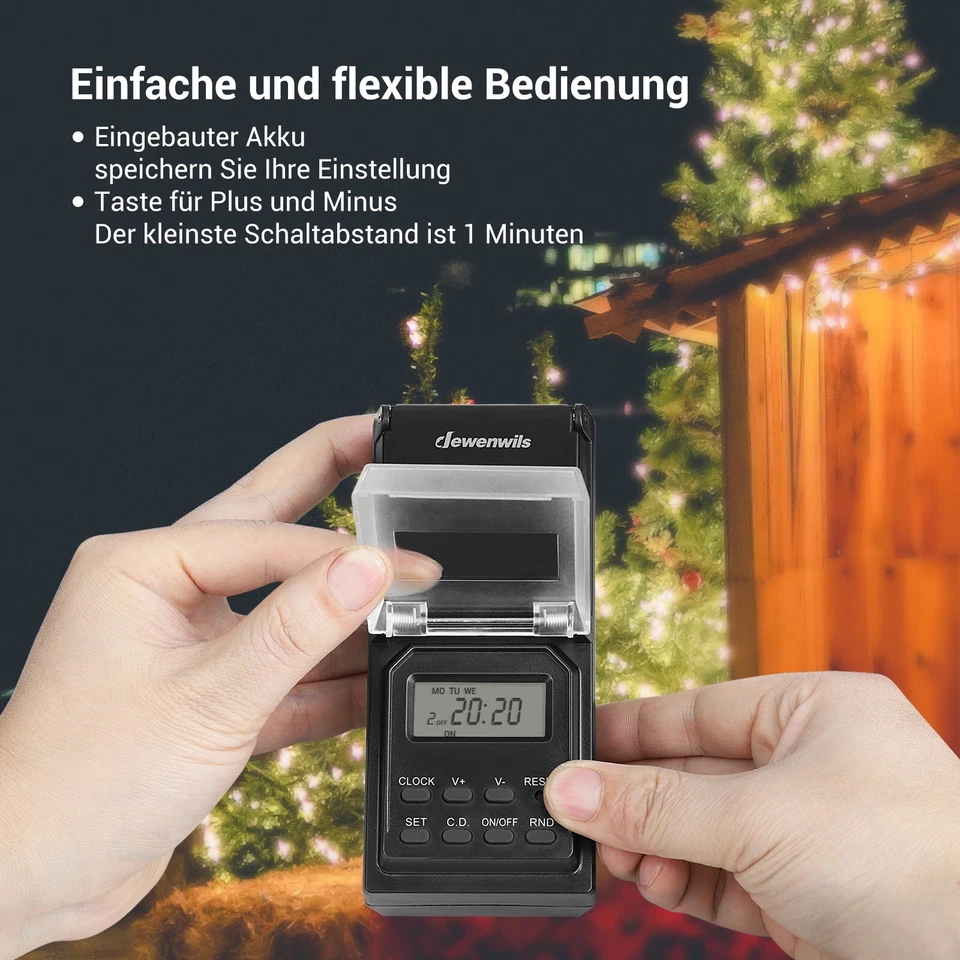 DEWENWILS 2Pack Zeitschaltuhr Steckdose Aussenbereich IP44 Zeitschaltuhr Digital - Bild 2 von 4