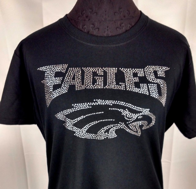 Women's Philadelphia Eagles Rhinestone Football T Shirt Tee Bling Lady