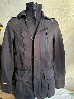 SUPERDRY Ladies Rifleman Military Blazer V10 Jacket Size S Black