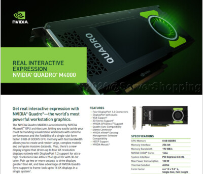 Nvidia Quadro M4000 8GB GDDR5 PCI Express x16 Video
