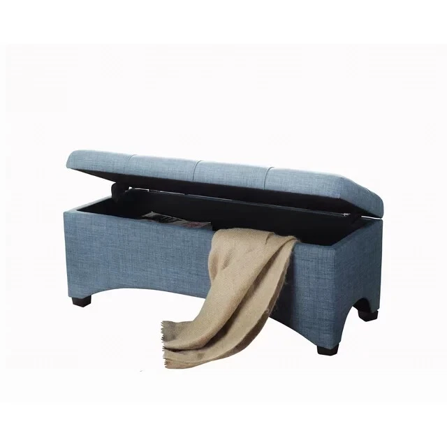 Beautiful 42" Entryway Pintucked Stylish Storage Organizer Bench, Blue - Image 3 of 4