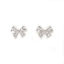 Fashion Jewelry - 18K White Gold Plated Bow Stud Earrings FE192 