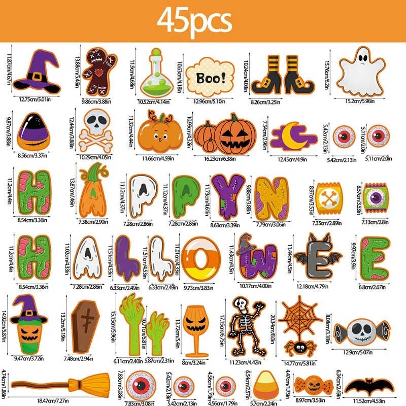 45 шт. маленькие наклейки на окно на Хэллоуин доска декор милые принадлежности для вечеринок - Изображение 3 из 4