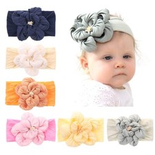 Baby Girls Large Flower Headwrap Nylon Stretchy Silk Turban Headband 6Pcs Set...