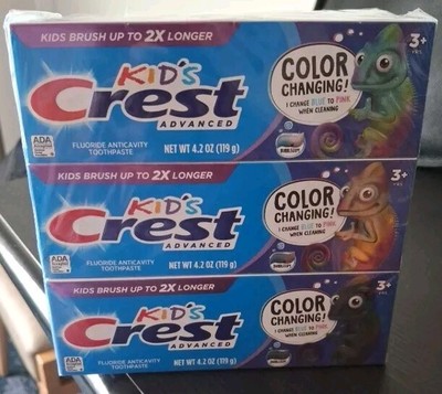 Crest Advanced Kid's Color Changing Toothpaste, Bubblegum 4.2 Oz ...Exp 6/26 6PK
