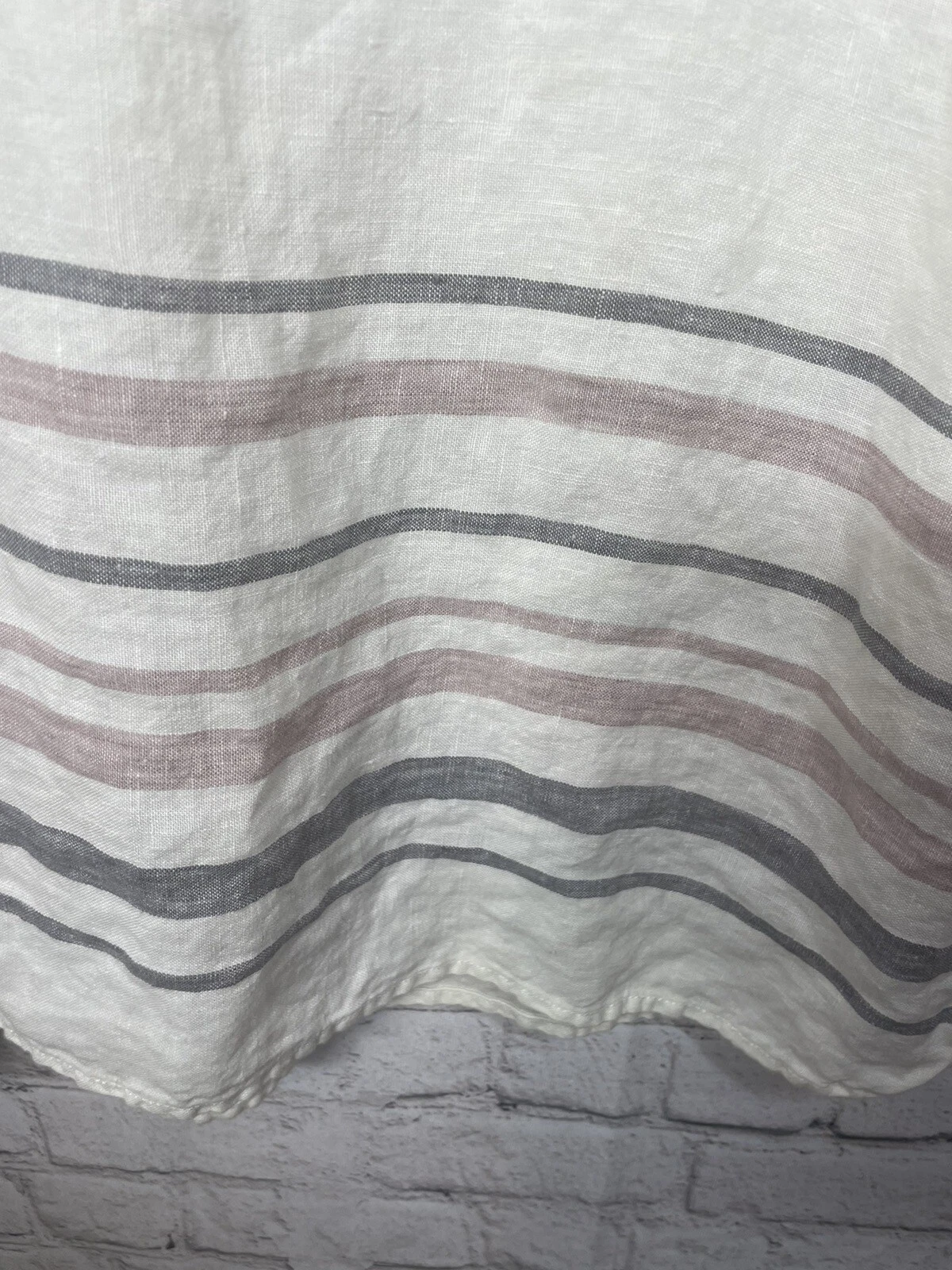 OFF WHITE Abito camicia Tahari 100% lino 1 4 con bottoni bianco a righe