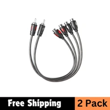1Ft RCA 1 Male to 2 Female Audio Speaker Y Adapter Splitter Cable (2 Pack)