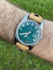 Vintage Swiss Steel Elcar Automatic Diver Sub Watch 