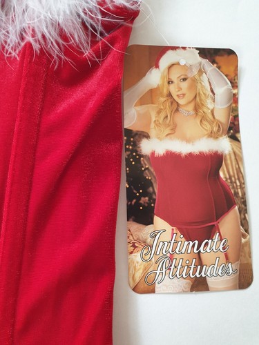 Shirley of Hollywood Plus Size 38 Strapless Red Velvet Bustier Basque Corset - Picture 17 of 18