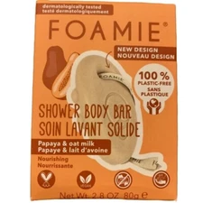 Foamie Shower Body Bar Papaya & Oat Milk 2 in 1 Nourishing 2.8oz 80g