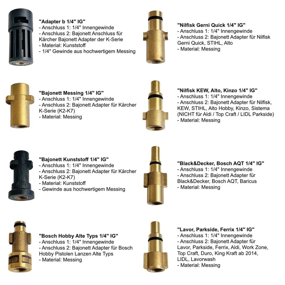 Hochdruckreiniger Adapter für Kärcher Kränzle Bosch Parkside Nilfisk B&D etc. - Bild 3 von 4