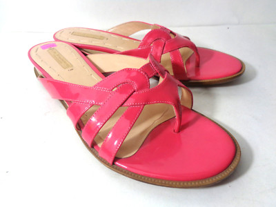 LA FENICE Venezia US 10M Madi Hot Pink Patent Leather T-Strap Sandals Shoes 