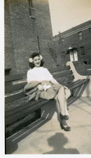 AS SHE WAS 40's Vintage Portrait FOUND PHOTO WOMAN Color SHADOW  311 LA 87 W