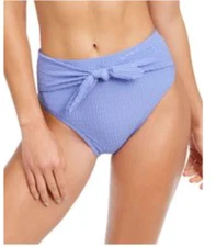 NWT Jessica Simpson Shadow Smock High Waist Bikini Swimsuit Bottom Medium 