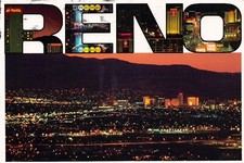 Casino's at Night Postcard Reno Nevada