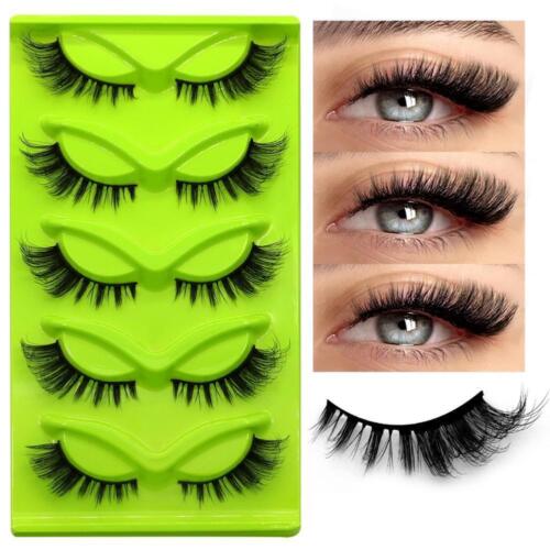 5 Pairs Cat Eye Lashes Faux Mink Eyelashes Winged End Elongated Eye New S2I7 - Foto 8 di 32
