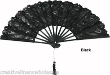 Black Victorian Battenburg Lace Wedding Bridal FAN Party Supply Creative Linens