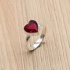 Red Garnet Gemstone Round 925 Sterling Silver Handmade Jewelry Ring Gift For