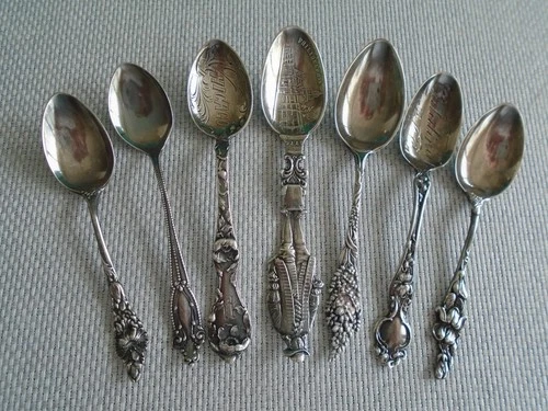 STERLING DEMITASSE SPOONS ~ SOME SOUVENIER ~ SHIEBLER,WALLACE,R&B, MECHANICS