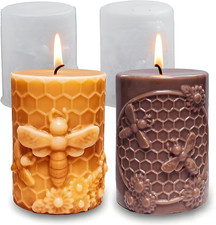 2PCS Bee Candle & Soap Silicone Molds for Resin Wax DIY Craft Home Decor